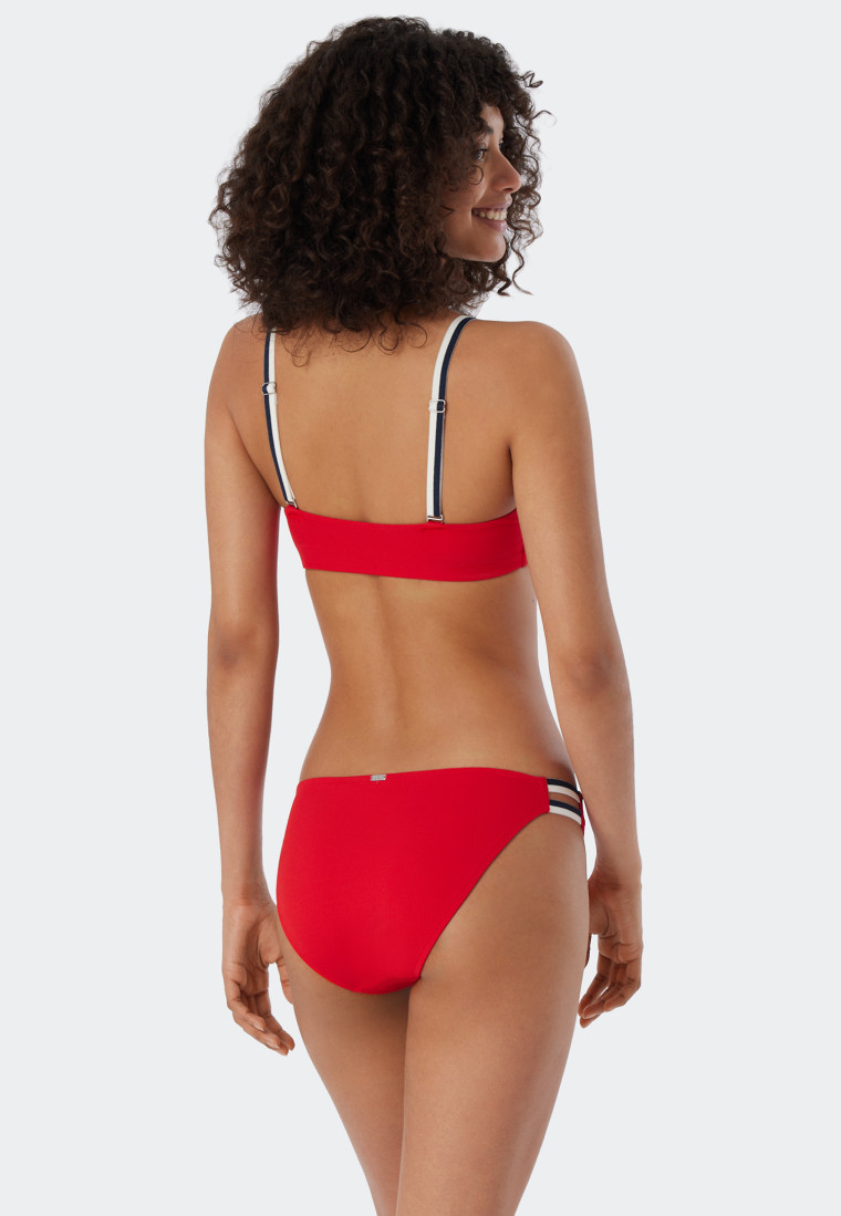 Set di bikini con ferretto, spalline regolabili, mini slip, design a coste, rosso - Underwater