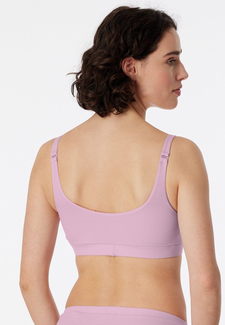 Bustier large nervure Coton biologique rose poudre Pure Rib SCHIESSER