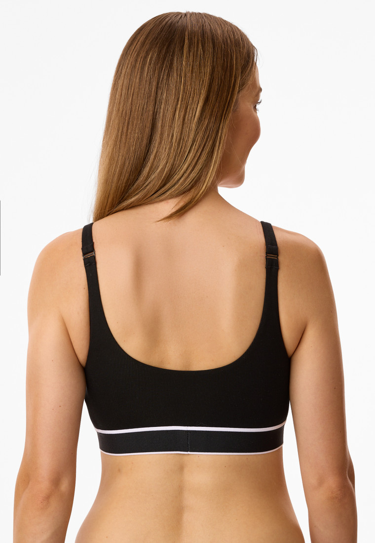 Bustier Doppelripp Organic Cotton schwarz - Pure Rib