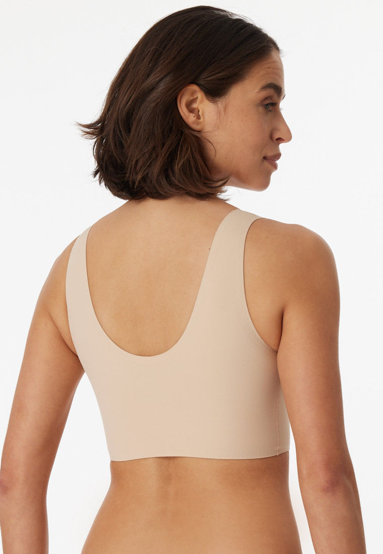 Bustier microvezelstof uitneembare pads zandkleur - Invisible Soft