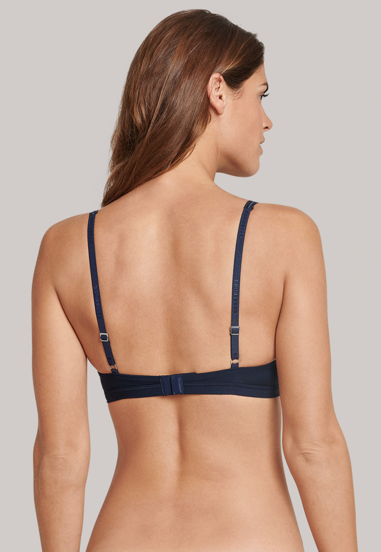 Midnight blue, padded triangle bra without underwire - Long Life Softness