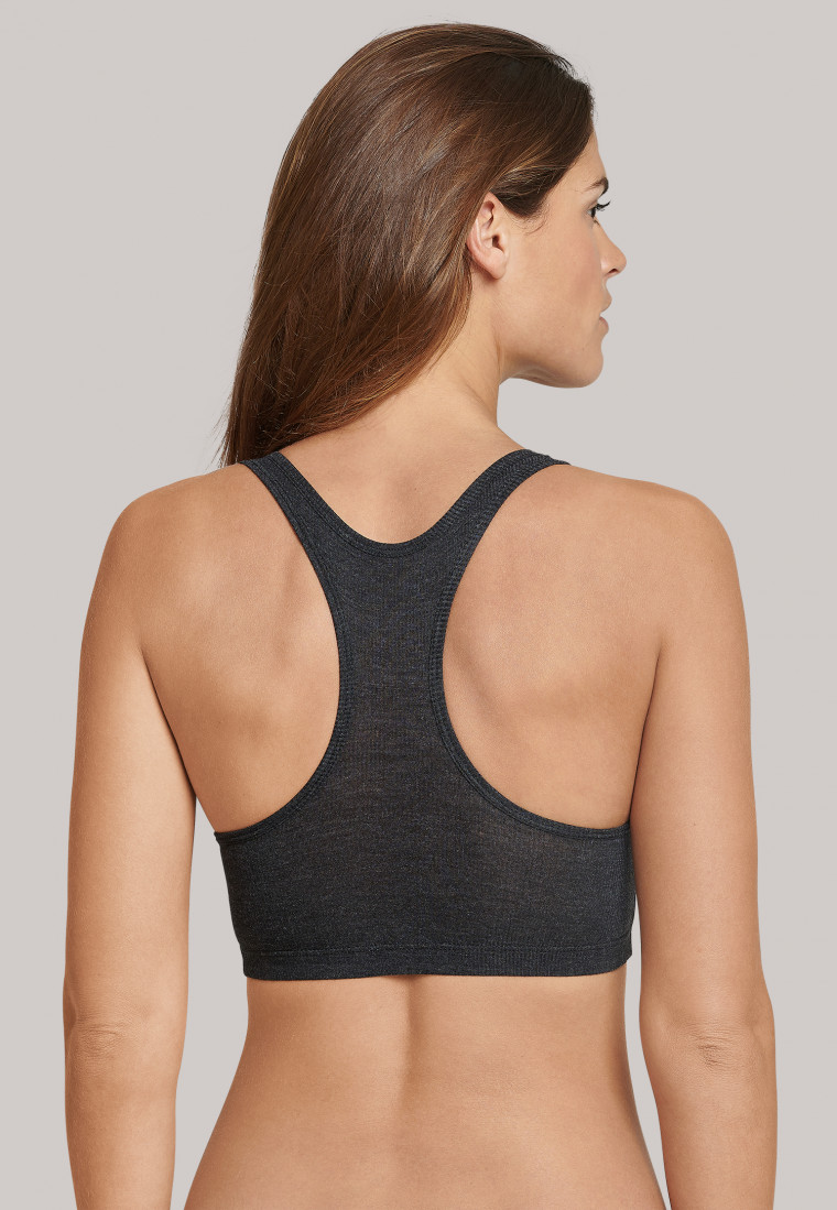 Bustier mit Cups Doppelrippe Racerback anthrazit - Personal Fit Rippe