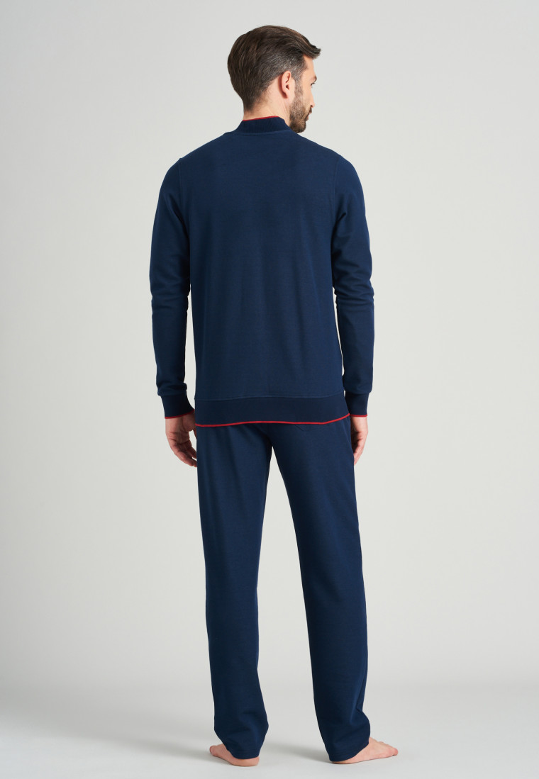 Pyjama d'intérieur à manches longues rayures bleu nuit - Warming Nightwear