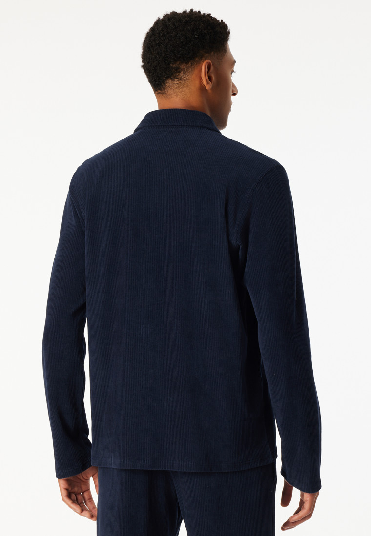 Shirt long-sleeve velour chest pockets midnight blue - Mix+Relax