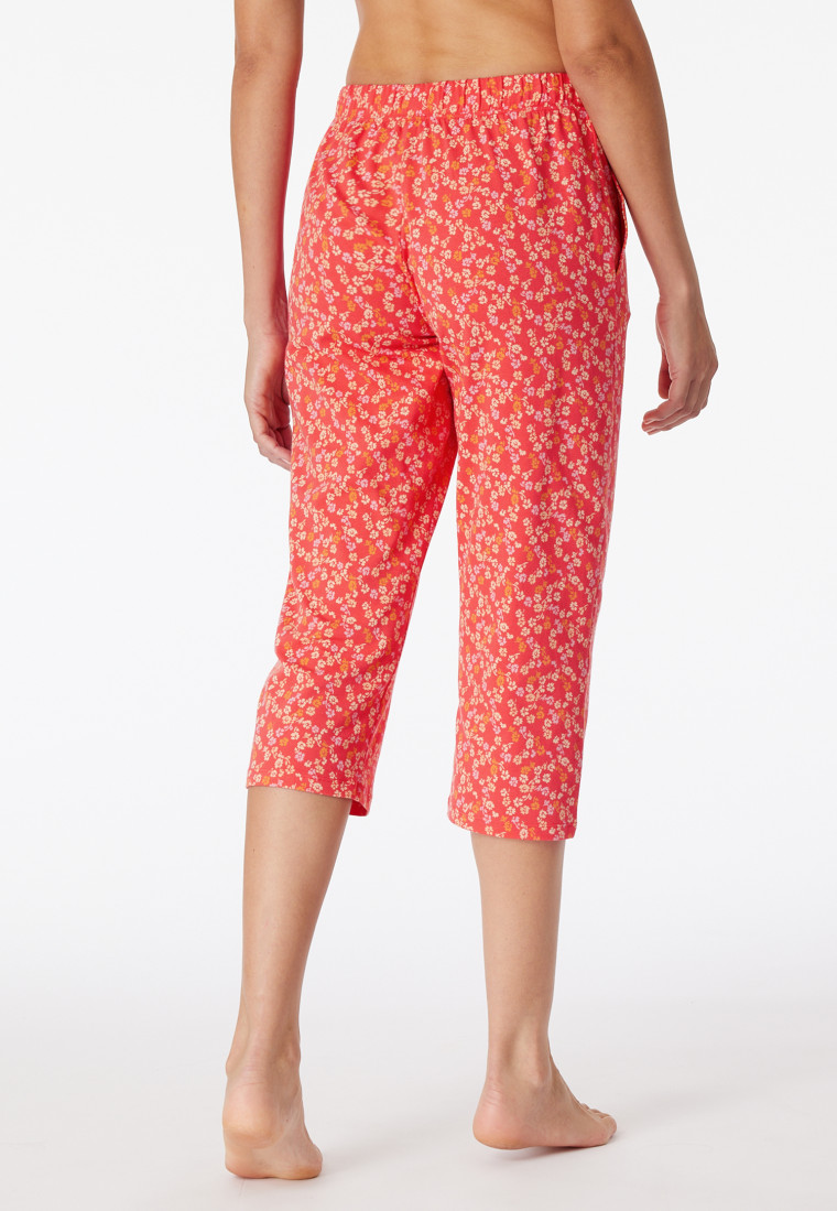 Pantalon 3/4 longueur 3/4 fleurs rouge - Mix+Relax