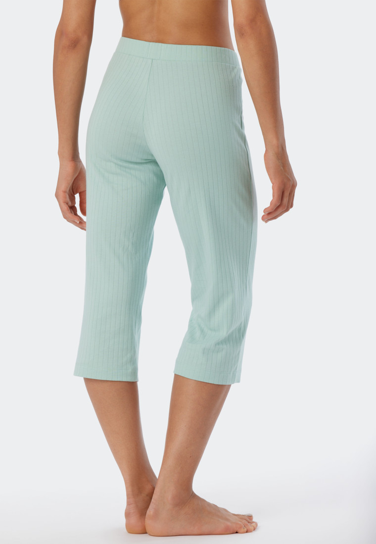 Pants 3/4-length interlock organic cotton ribbed look mint - Mix+Relax
