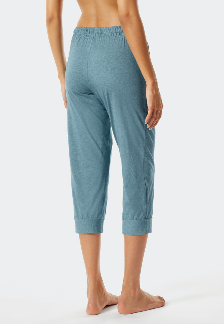 Pantalon 3/4 long passepoil modal poignets bleu-gris - Mix + Relax
