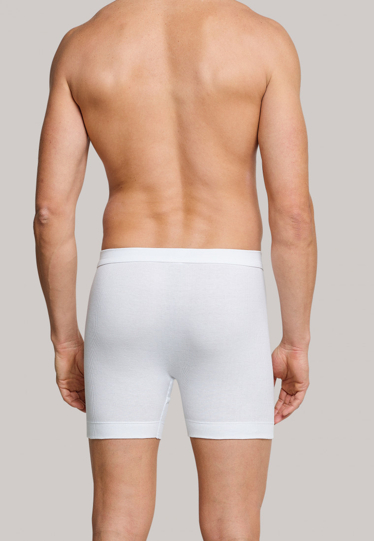 White short pants of a double rib material with fly - Essentials
