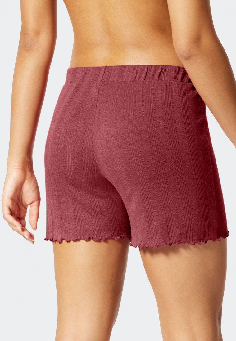 Pants short organic cotton openwork decorative buttons berry - Mix & Relax