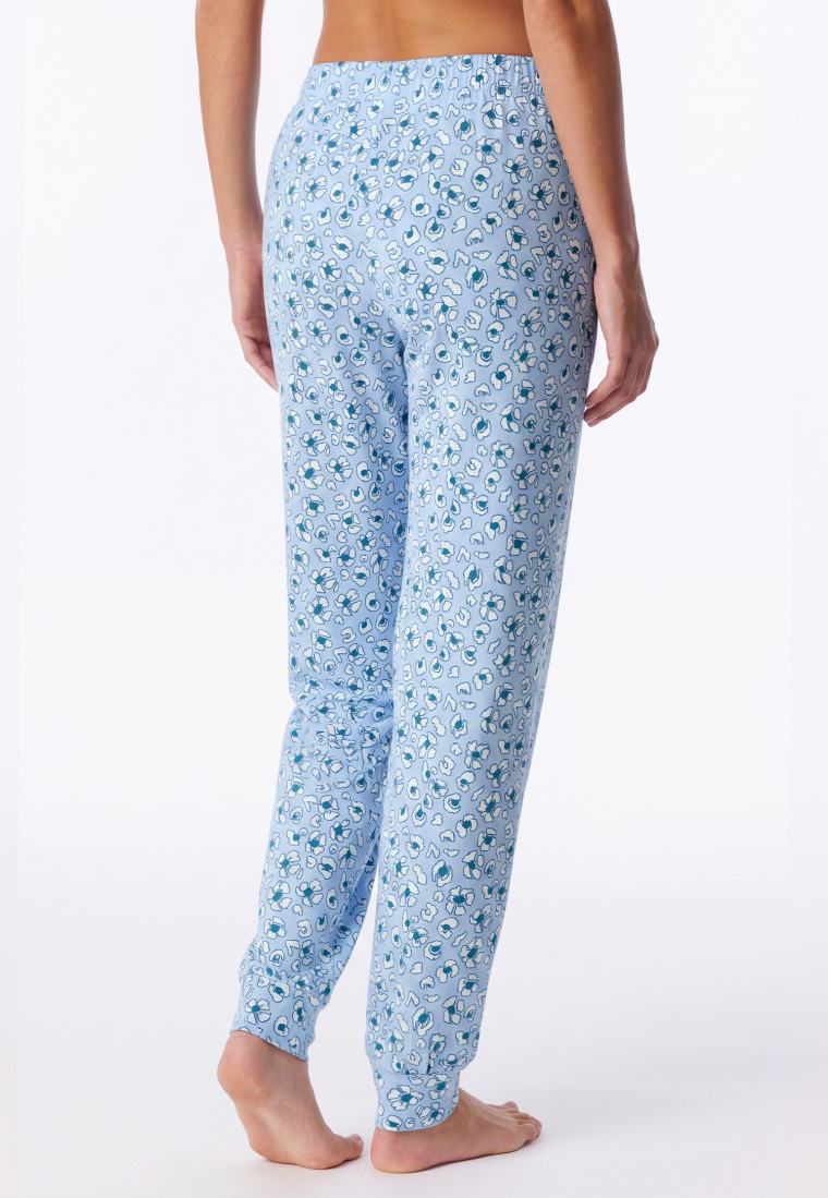 Pants long cuffs flowers leopards light blue - Mix+Relax