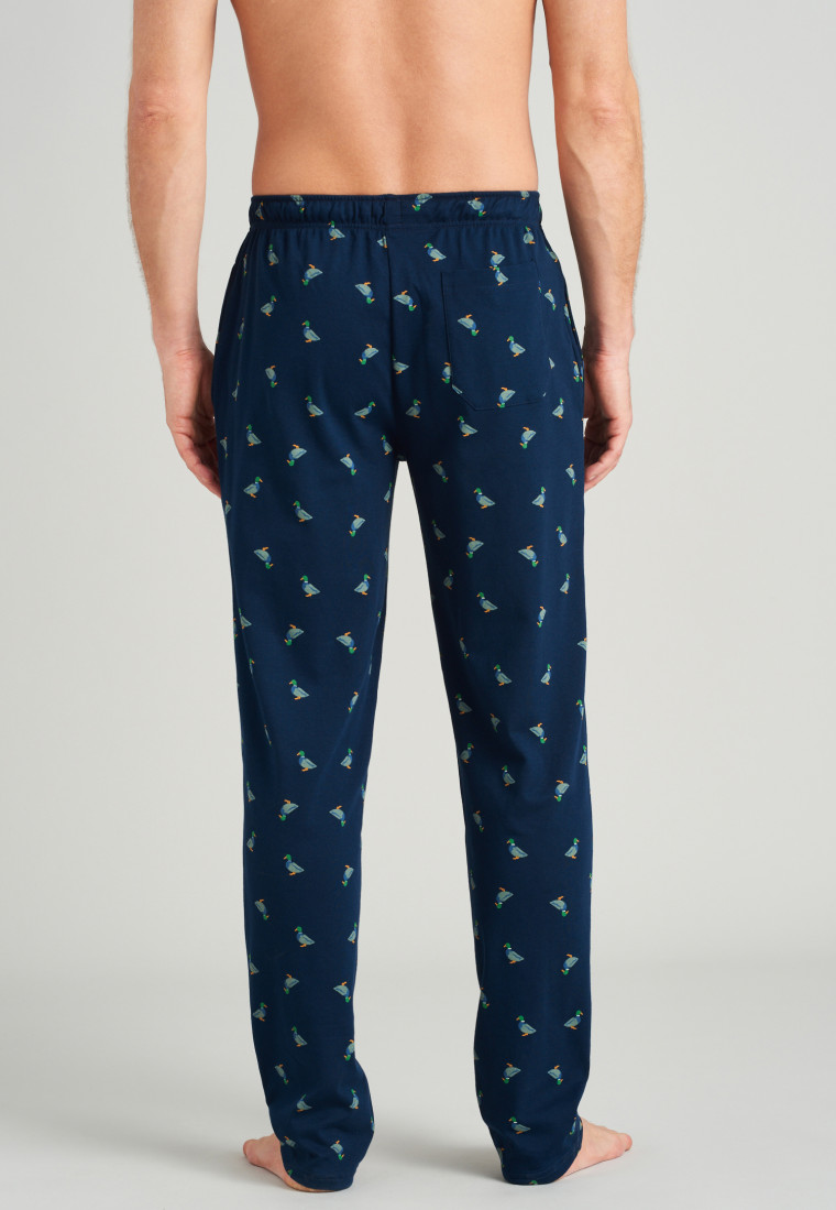 Pantalone lungo in fine interlock con anatra di colore blu notte - Mix + Relax