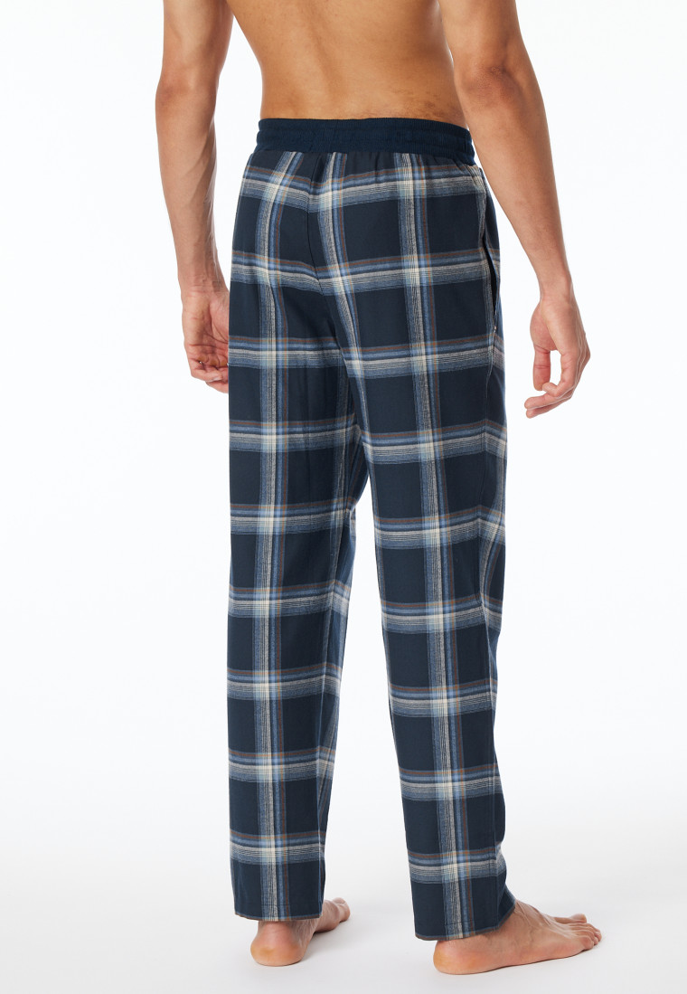 Hose lang Flanell Karos nachtblau - Mix+Relax
