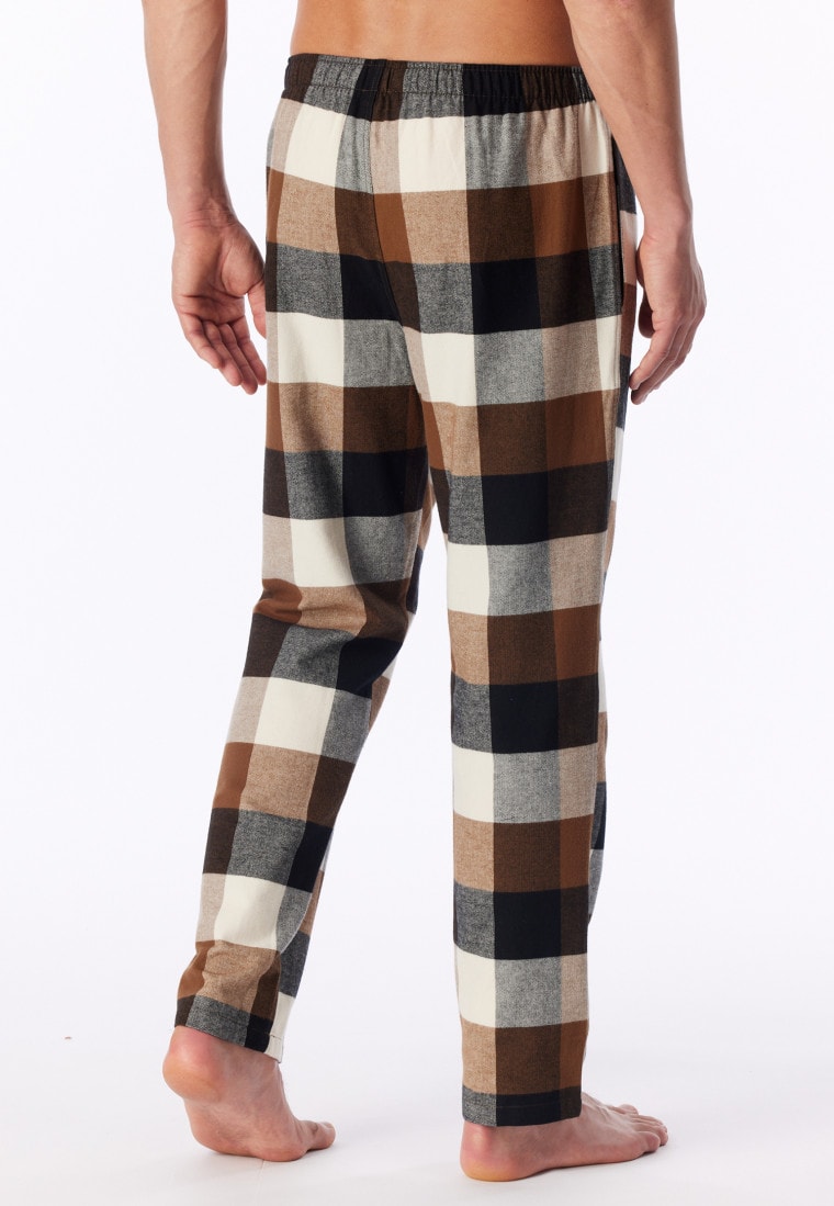 Langere broek van flanel met ruitjesmotief in de kleur toffee - Mix+ Relax