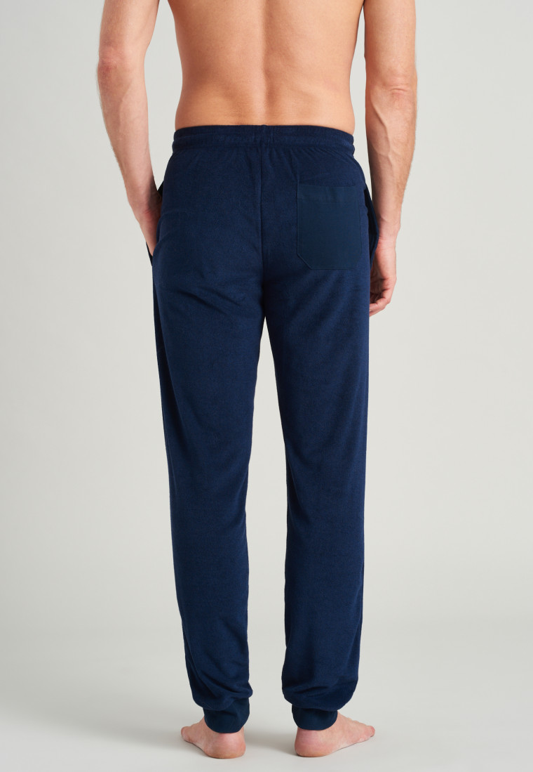 Pantalone in spugna con polsini di colore blu notte - Mix+Relax