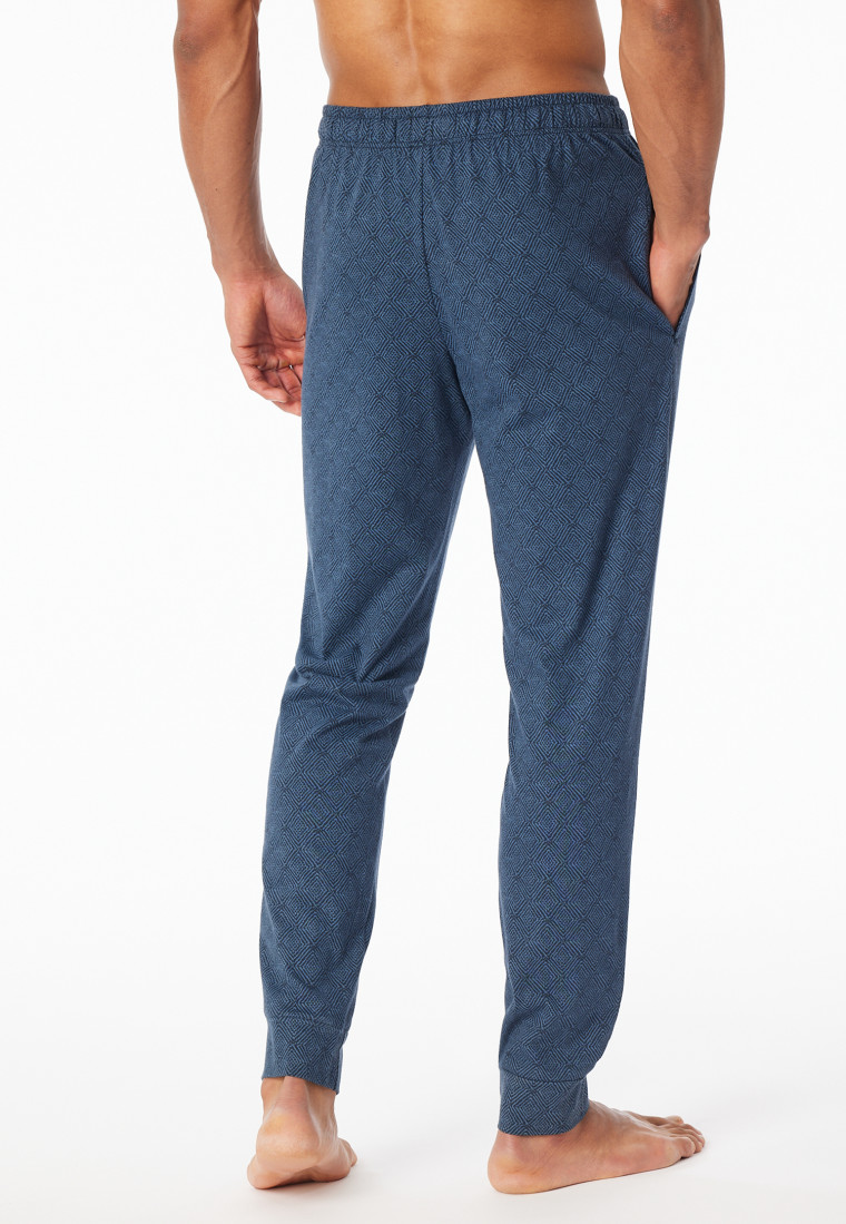 Hose lang Jersey Bündchen atlantikblau gemustert - Mix+Relax