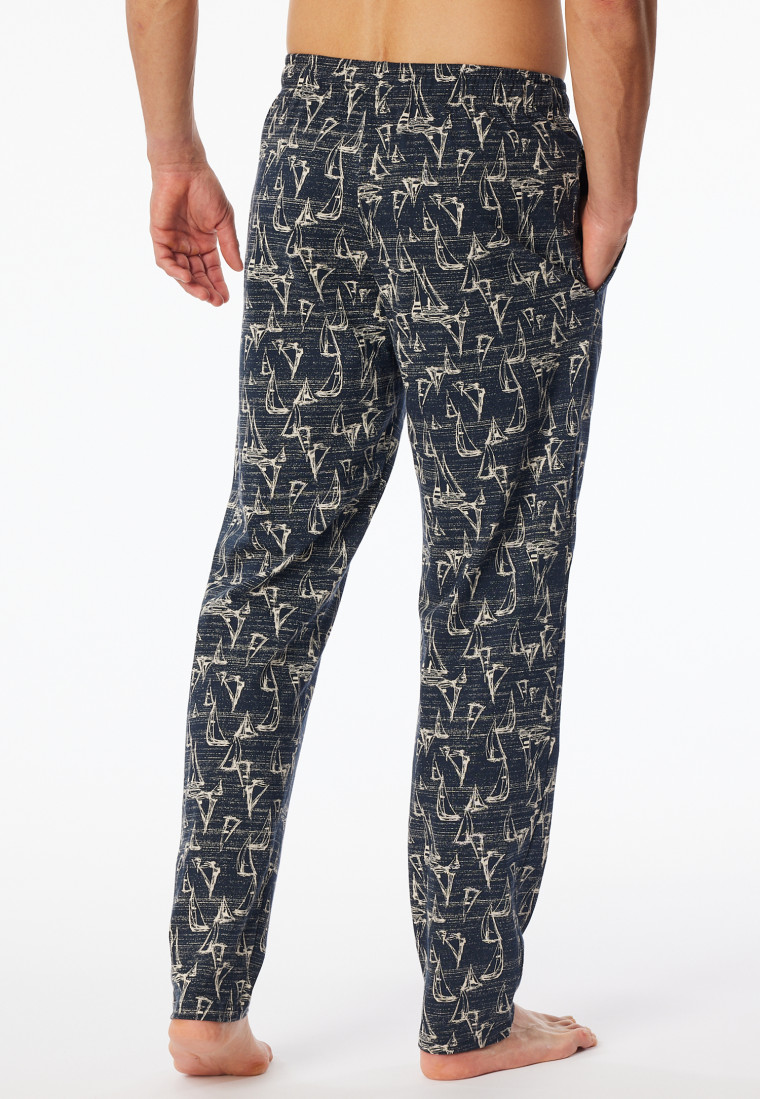 Long nautical patterned pants navy - Mix+Relax