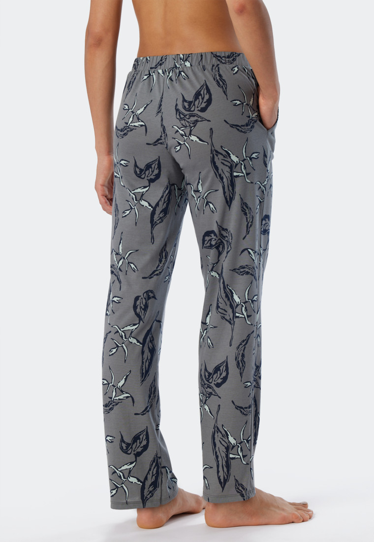 Broek lang, modal, zakken, bladprint multicolour - Mix+Relax