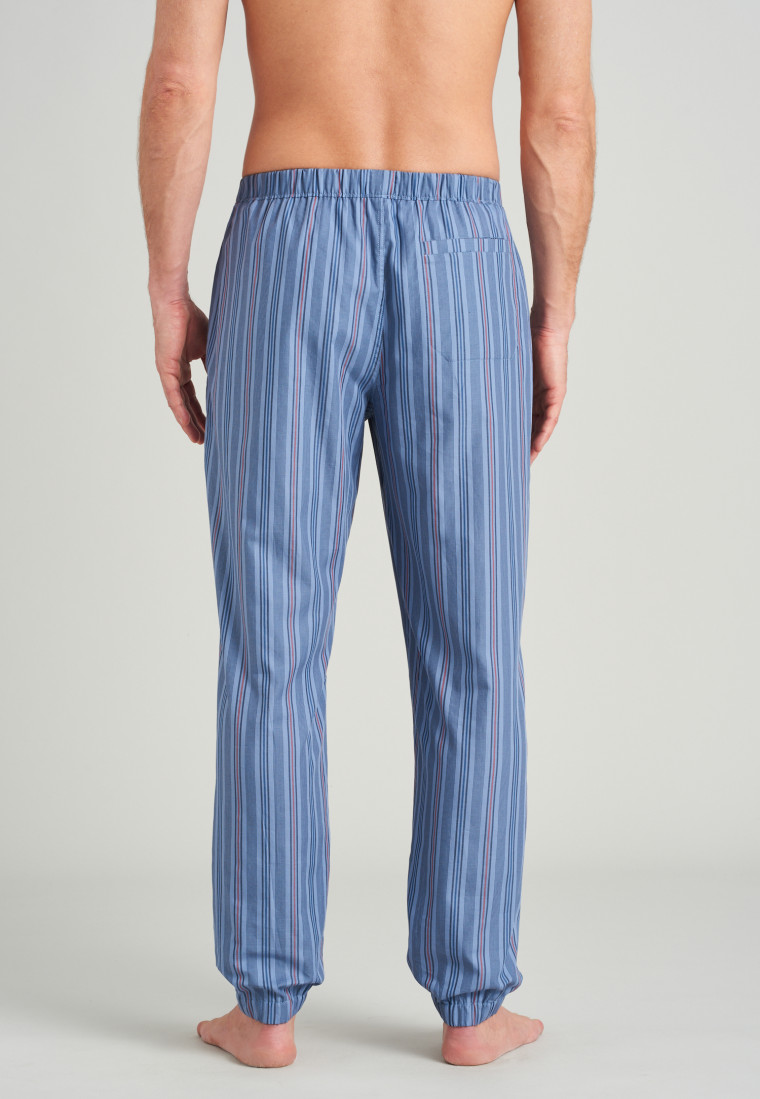 Lange broek van geweven stof, boordjes en strepen blauw - Mix + Relax