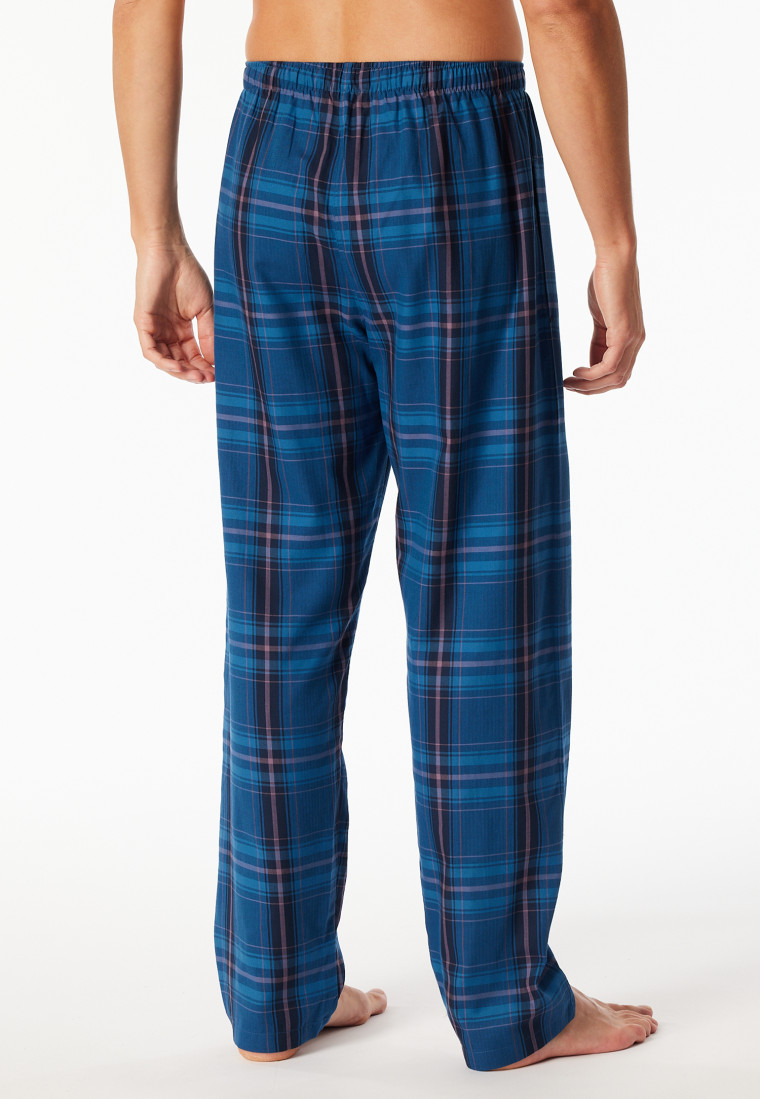 Lange donkerblauw geruite geweven broek - Mix+ Relax