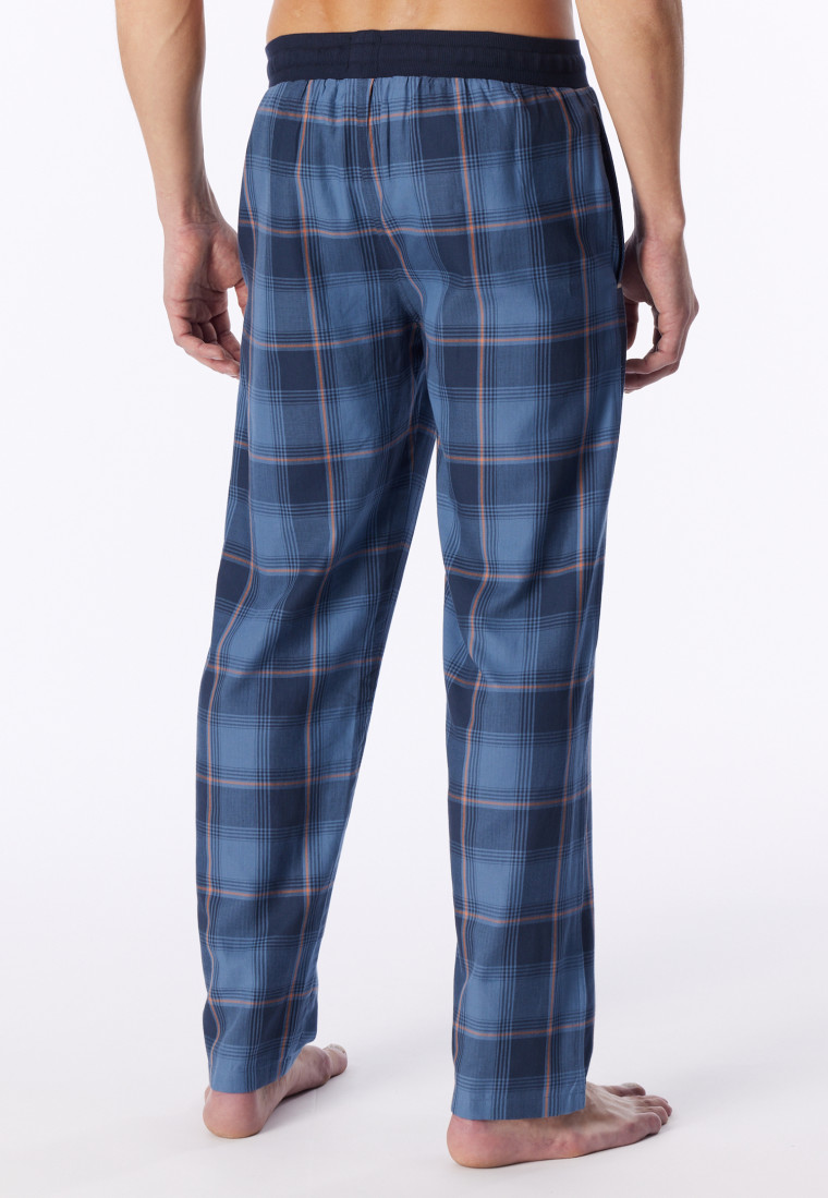 Langere broek van geweven stof, faded denim met geruit motief - Mix+ Relax