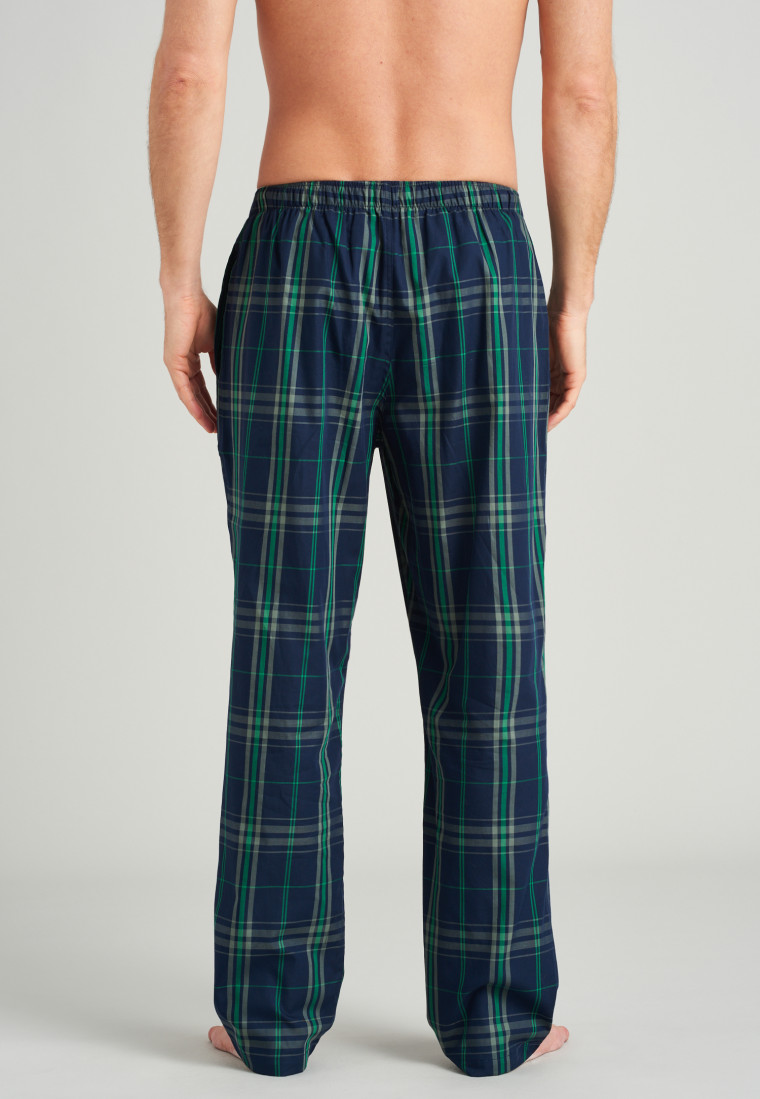 Pants long woven fabric button placket green checked - Mix + Relax