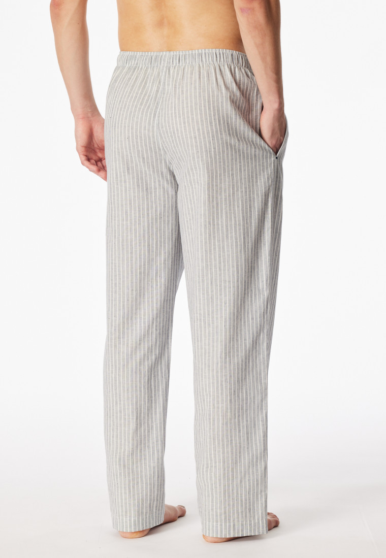 Pants long woven fabric linen stripes admiral - Mix+Relax
