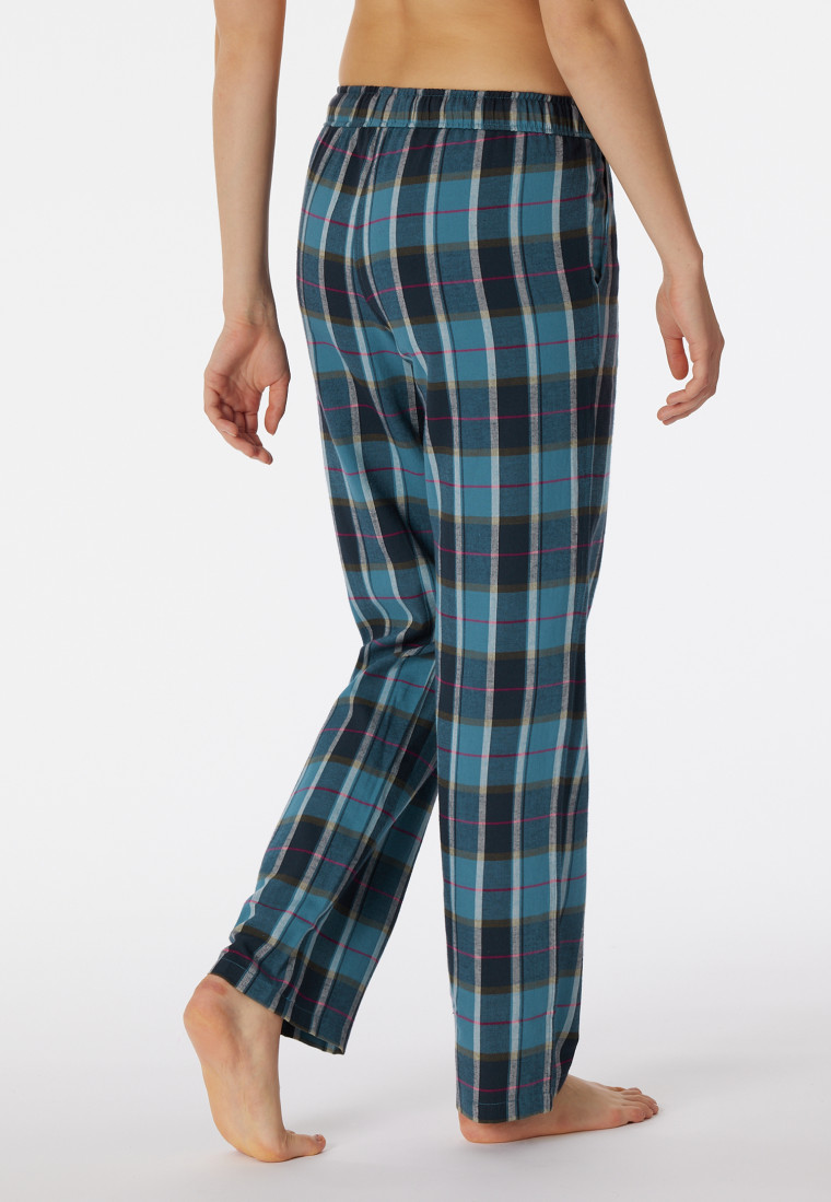 Hose lang Flanell Organic Cotton Karos petrol - Mix+Relax