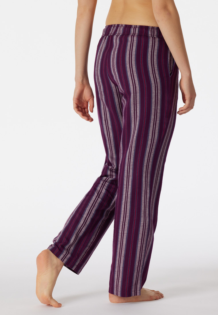 Pants long woven fabric organic cotton stripes plum - Mix+Relax