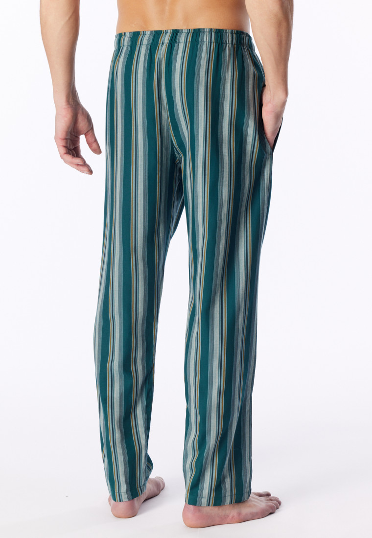 Long pants, woven fabric, deep sea green striped pants - Mix+ Relax