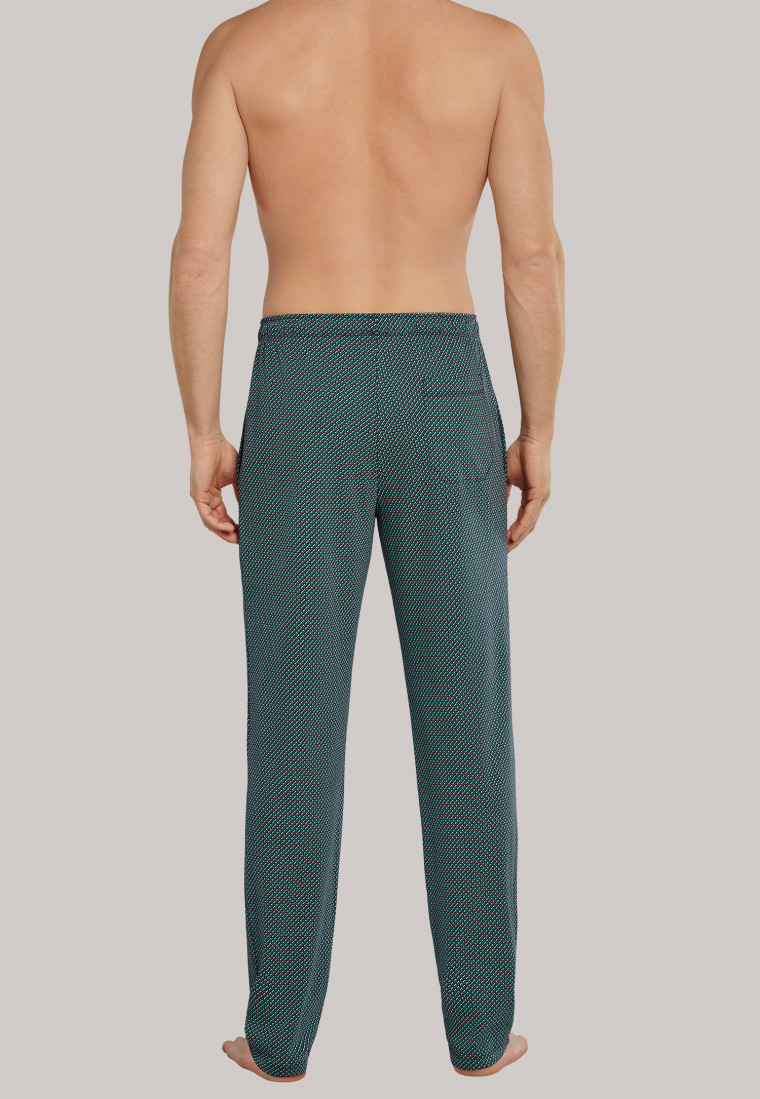 Loungehose lang Feininterlock dunkelgrün gemustert - Mix+Relax