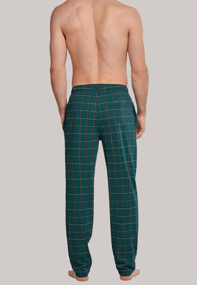 Long lounge pants fine interlock green checkered - Mix & Relax