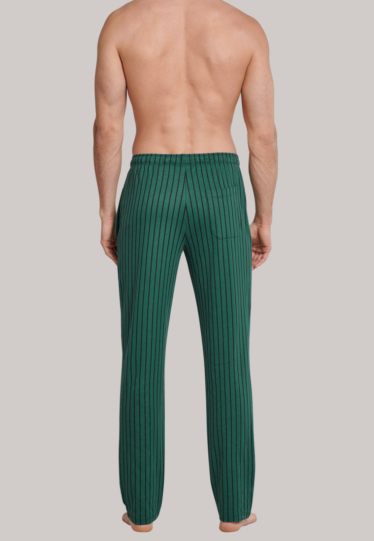 Lounge pants long fine interlock stripes green - Mix+Relax