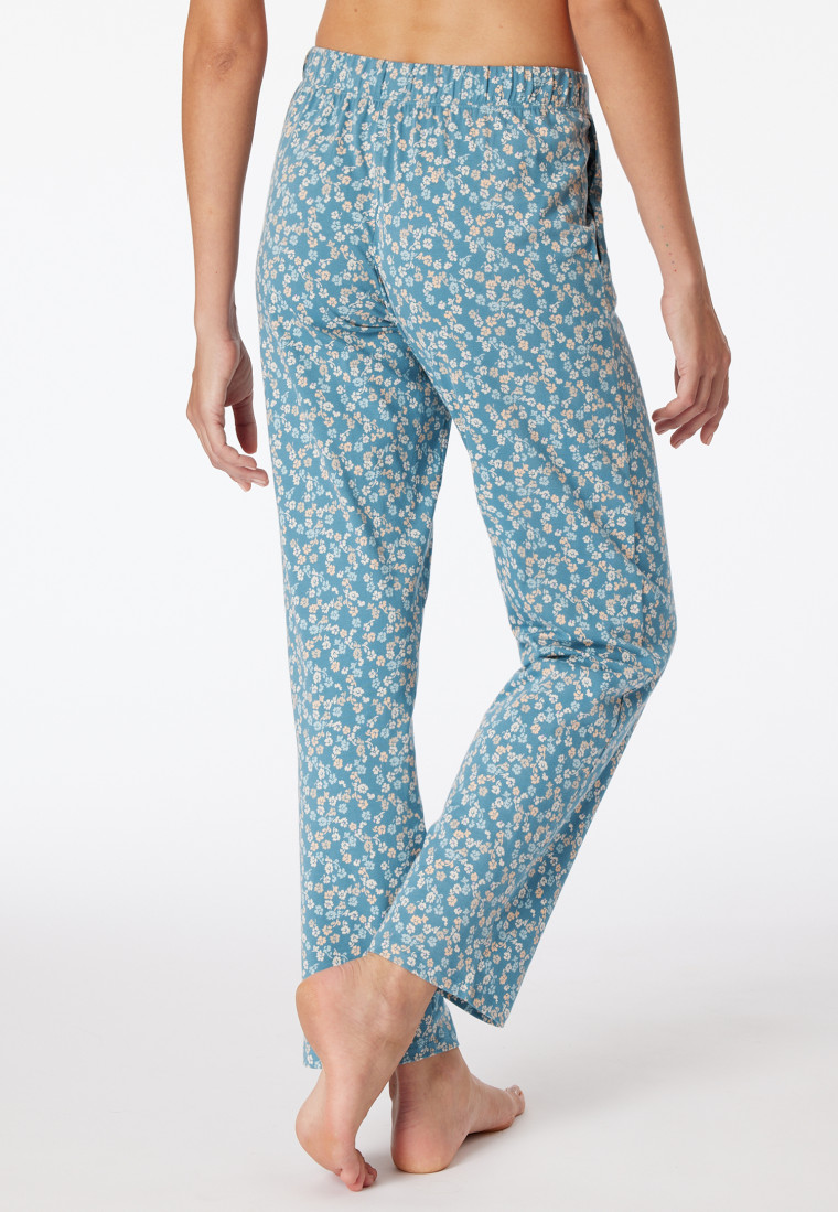 Loungehose lang Jersey Blumen blaugrau - Mix+Relax