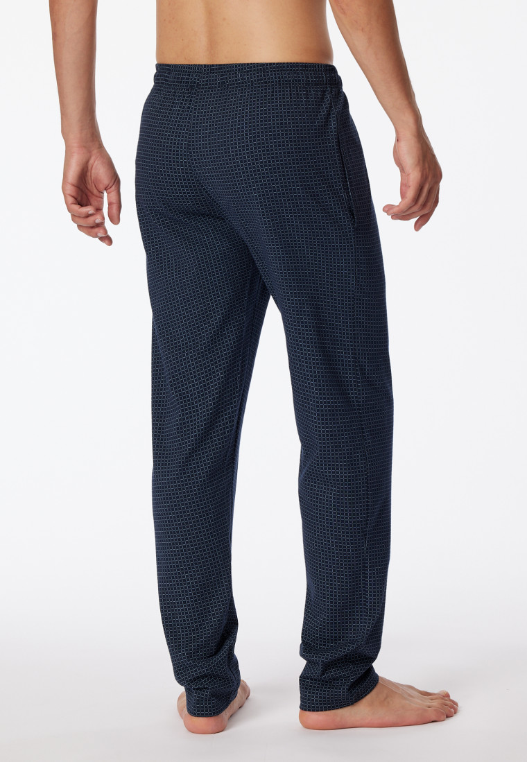 Loungehose lang Jersey dunkelblau-gemustert - Mix+Relax | SCHIESSER