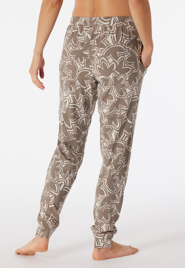 Lounge pants long modal cuffs taupe - Mix+Relax