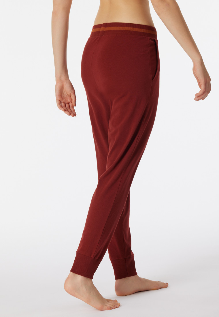 Pantalon d'intérieur long bords-côtes coton bio terracotta - Mix+Relax