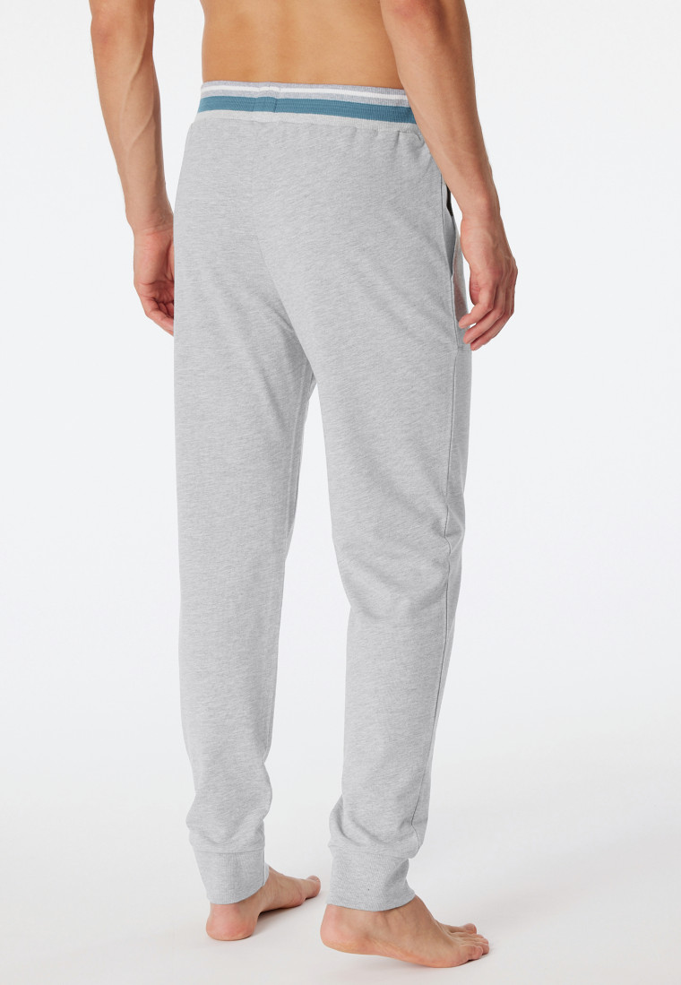 Loungehose lang Sweatware Organic Cotton Bündchen Streifen grau-meliert - Mix+Relax