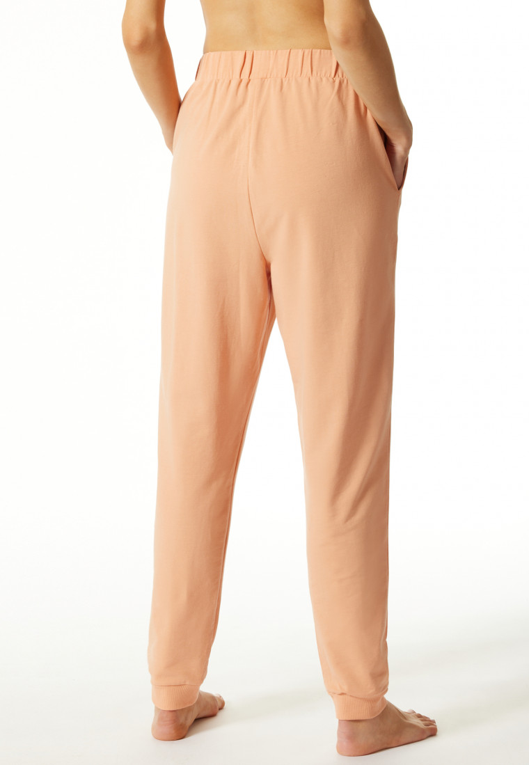Lounge pants long Tencel sustainable pockets cuffs decorative buttons peach - Lounge Refibra