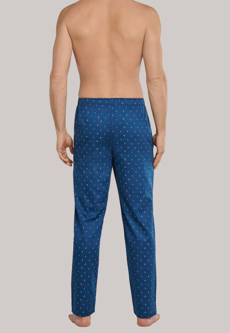 Lounge pants long woven fabric blue-gray patterned - Mix & Relax