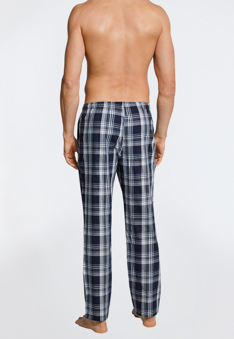 lounge pants long woven blue-white plaid - Mix & Relax