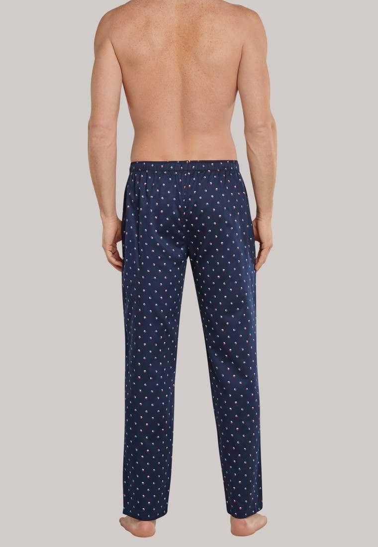 Lounge pants woven long dark blue patterned - Mix+Relax