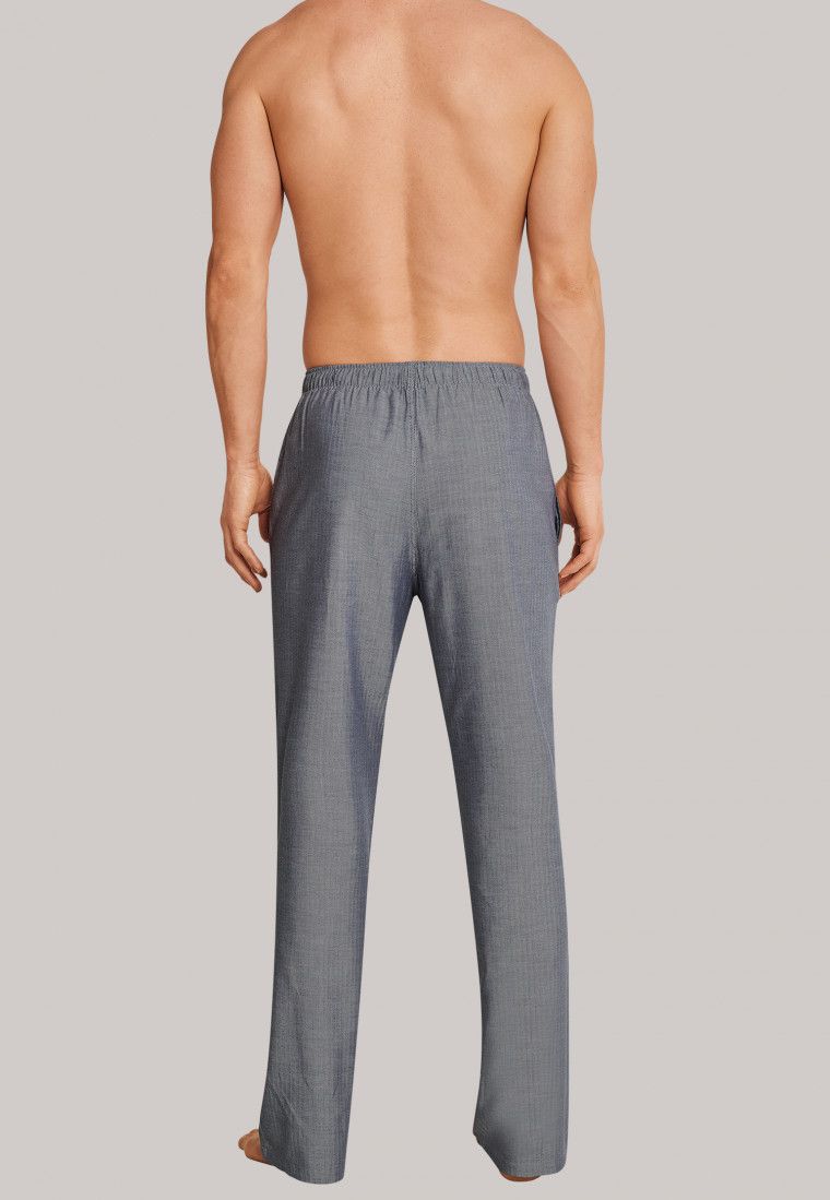 Loungehose lang Webware Fischgrat dunkelgrau gemustert - Mix & Relax