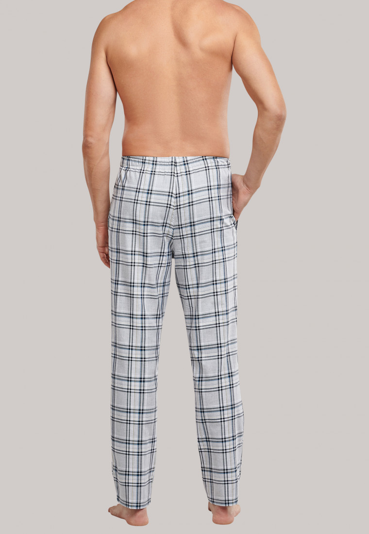 Loungebroek lang geweven grijsmelange ruitjes - Mix+Relax