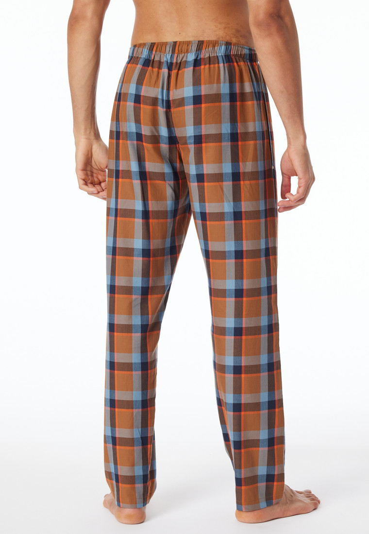 Lounge pants long woven fabric Organic Cotton checks multi-colored - Mix+Relax