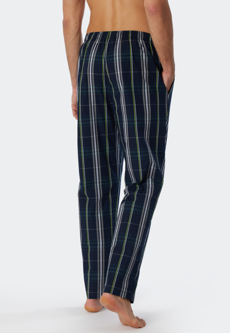 Pantaloni lounge lunghi in tessuto intrecciato di cotone biologico a quadri, multicolore - Mix+Relax