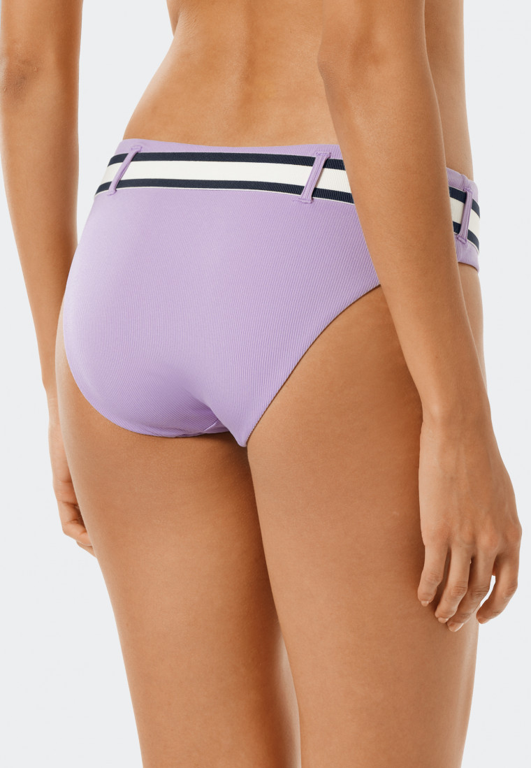 Mini slip de bikini rembourré rayé taille élastique violet - California Dream