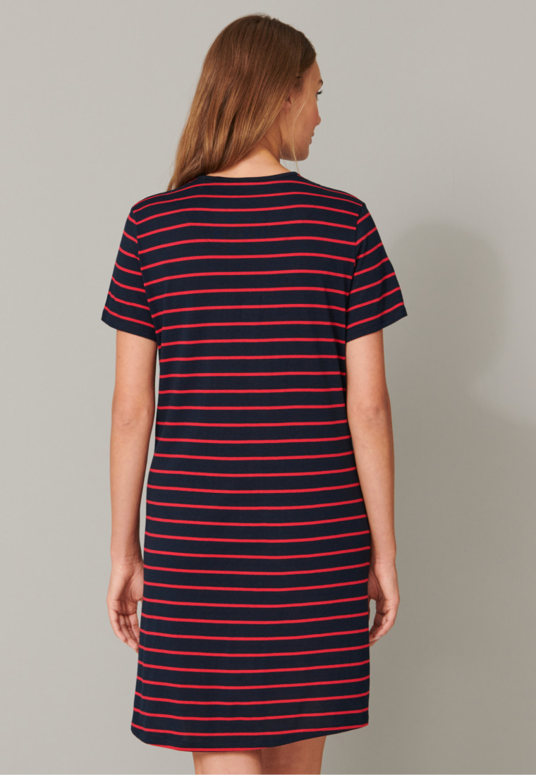 Sleep shirt short-sleeved stripes black-red – selected! premium