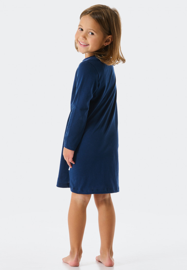 Chemise de nuit manches longues coton bio koala lune effet pailleté bleu foncé - Girls World