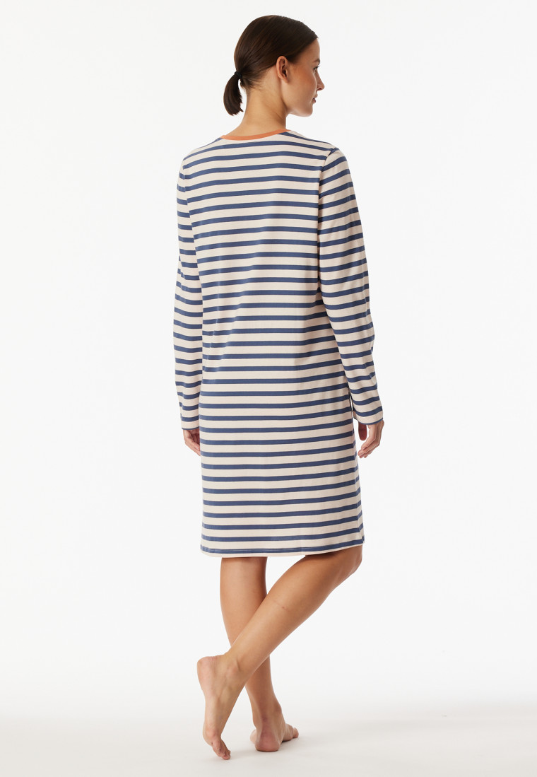 Nachthemd langarm Ringel champagner - Casual Essentials