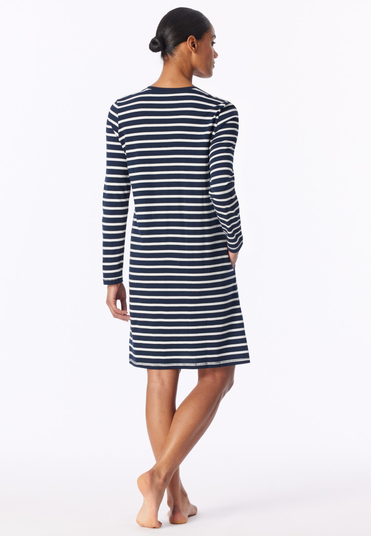 Nachthemd langarm Streifen nachtblau - Casual Essentials